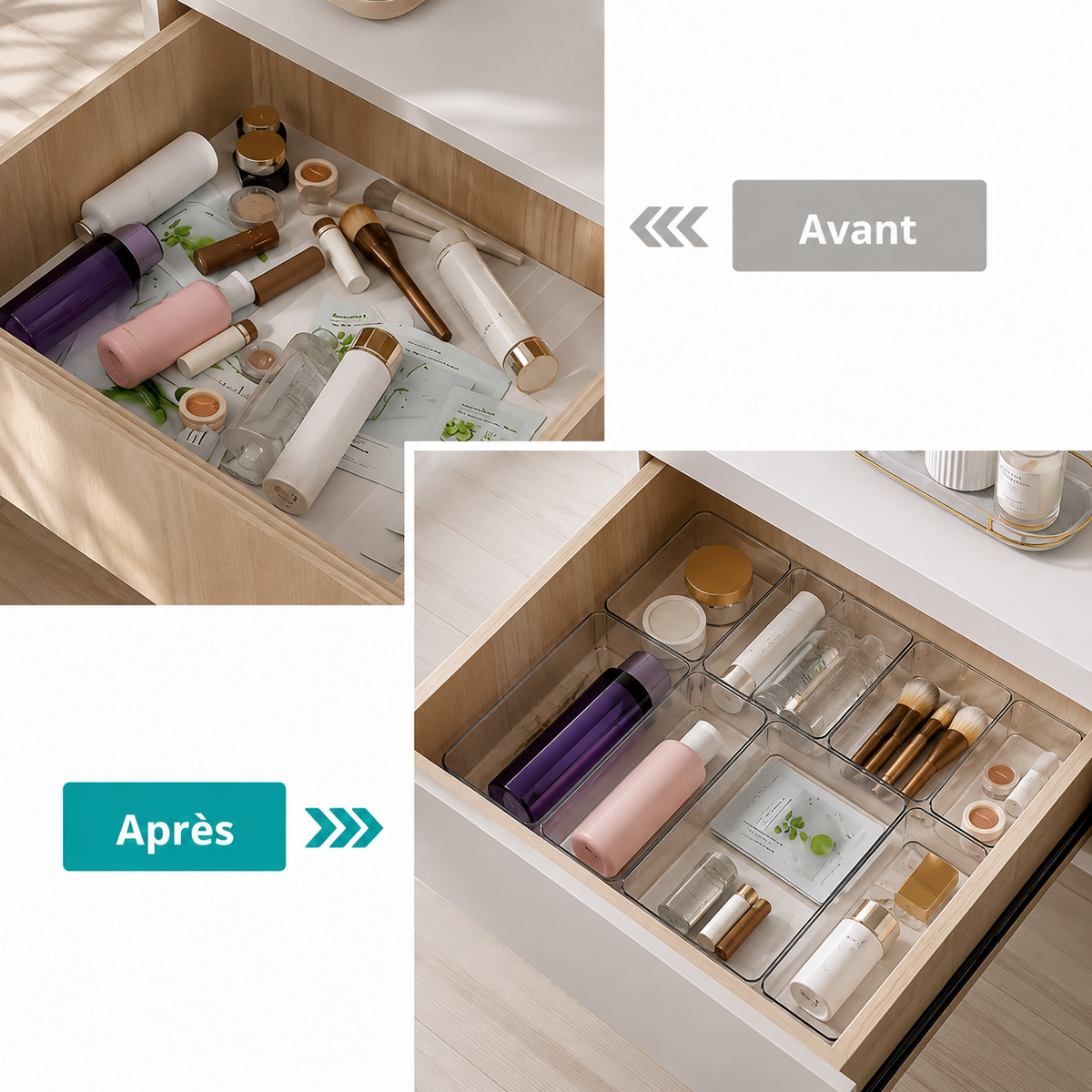Organisateurs de Tiroirs Transparents – Lot Modulable & Polyvalent