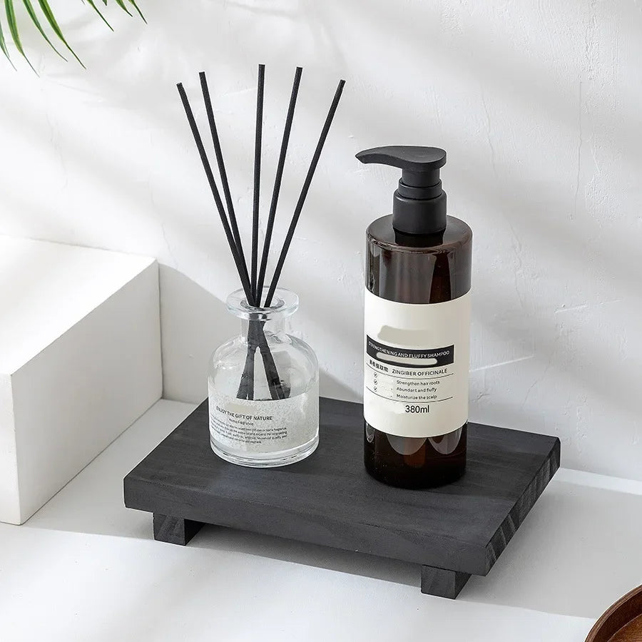 Plateau Décoratif en Bois Minimaliste | Support Élégant Salle de Bain & Maison