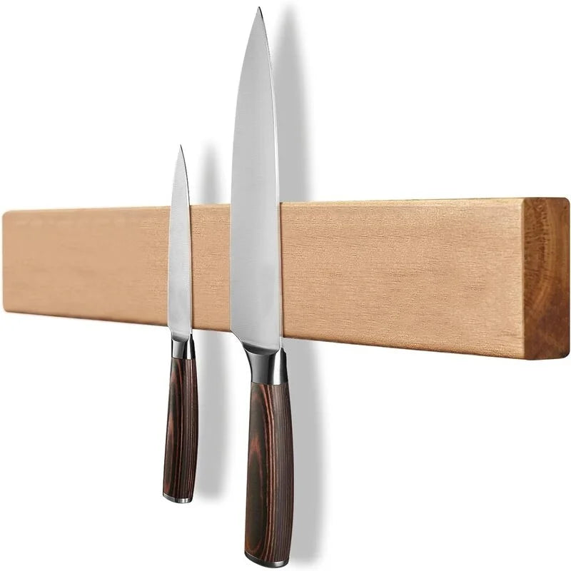 Support Magnétique à Couteaux en Bois d’Acacia | Rangement Cuisine Premium