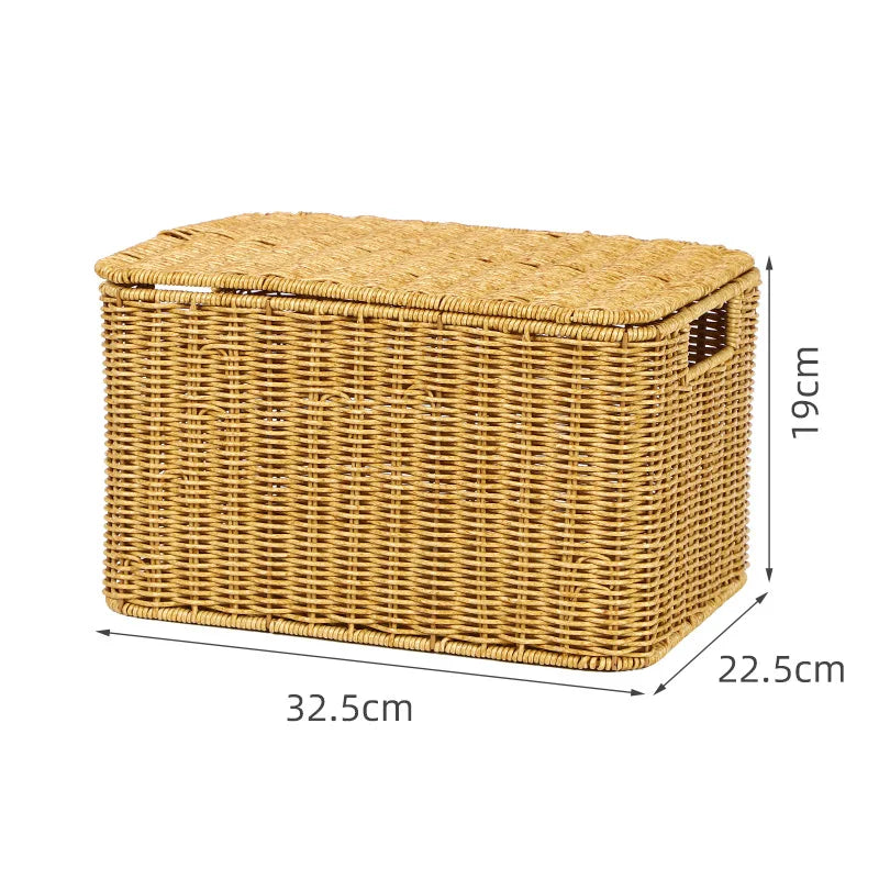 Panier de Rangement en Rotin avec Couvercle – Élégance & Organisation