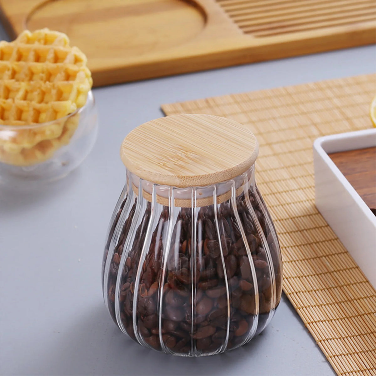 Bocaux de Rangement en Verre & Bambou | Organisation Cuisine Aesthetic