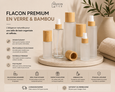 Flacon Premium en Verre & Bambou