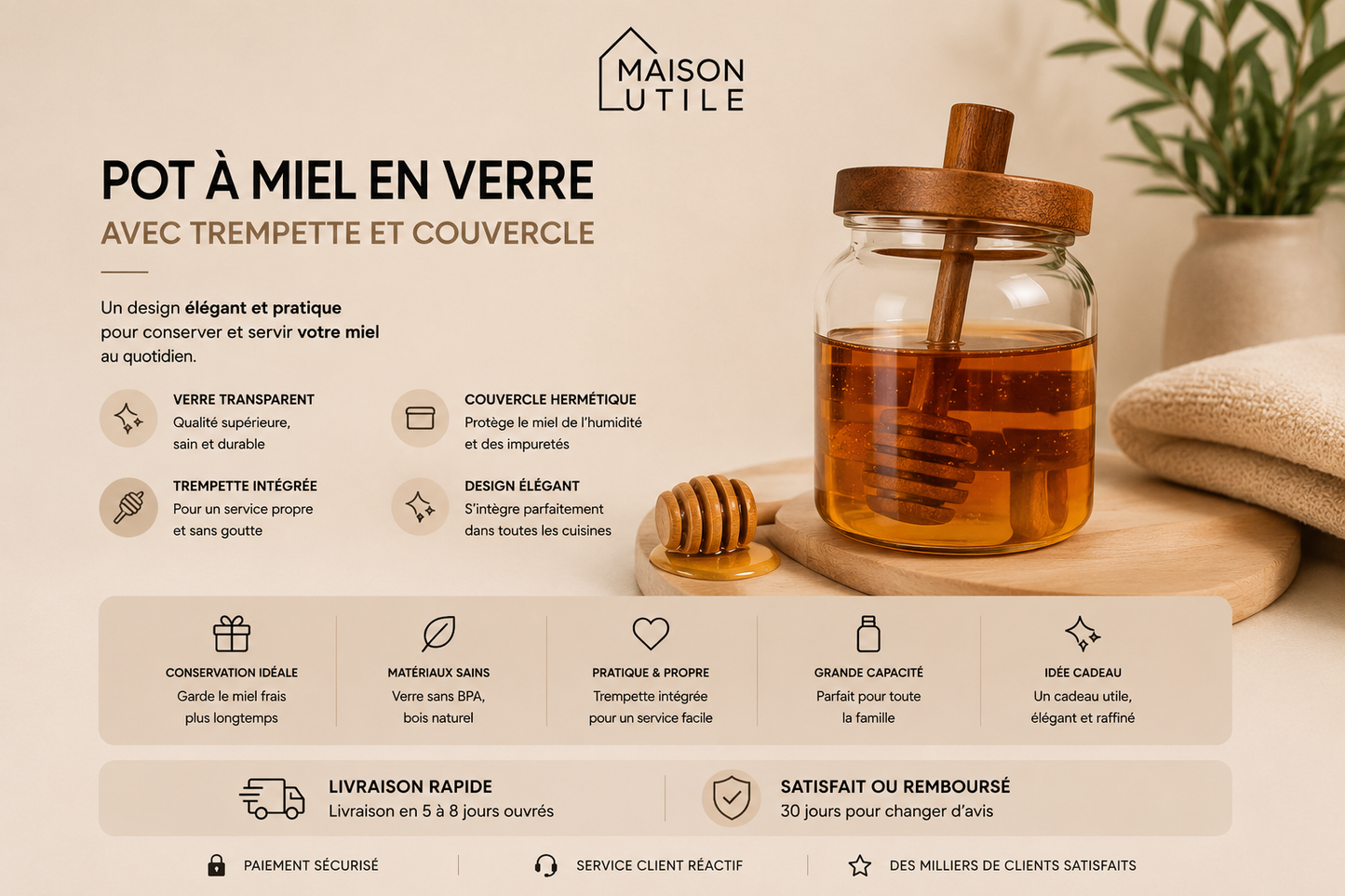 Pot à miel en verre