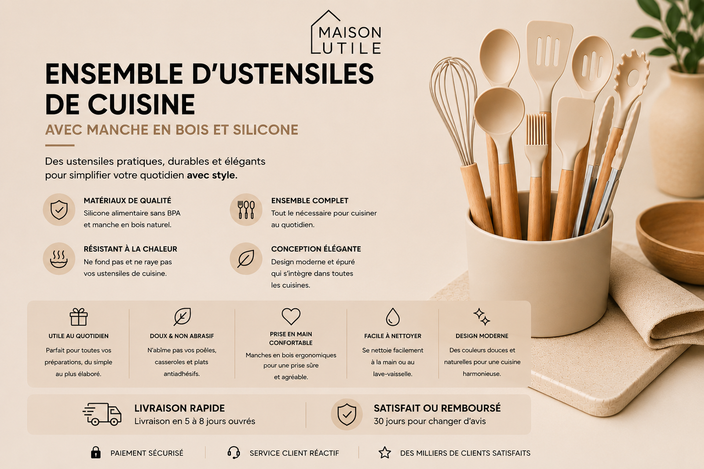 Ensemble d'ustensiles de cuisine