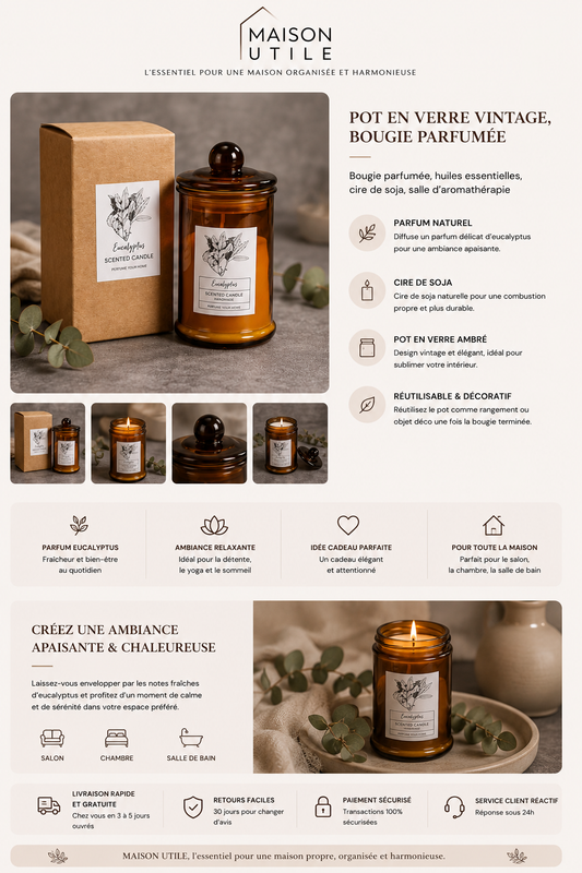 Bougie Parfumée Premium | Ambiance Cosy & Aesthetic