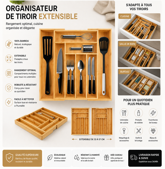 ✨ Organisateur de Tiroir Extensible
