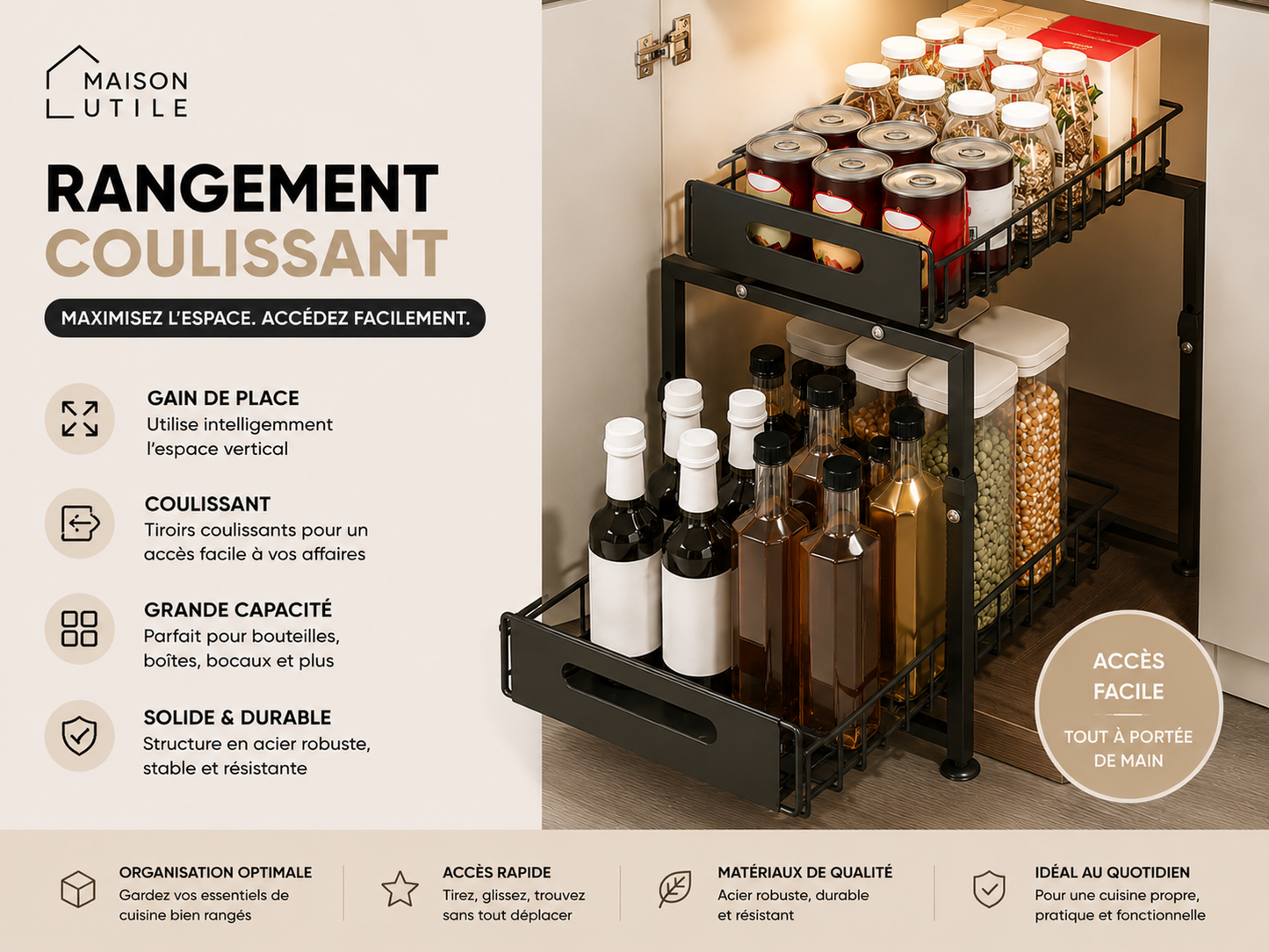 Étagère de rangement sous évier