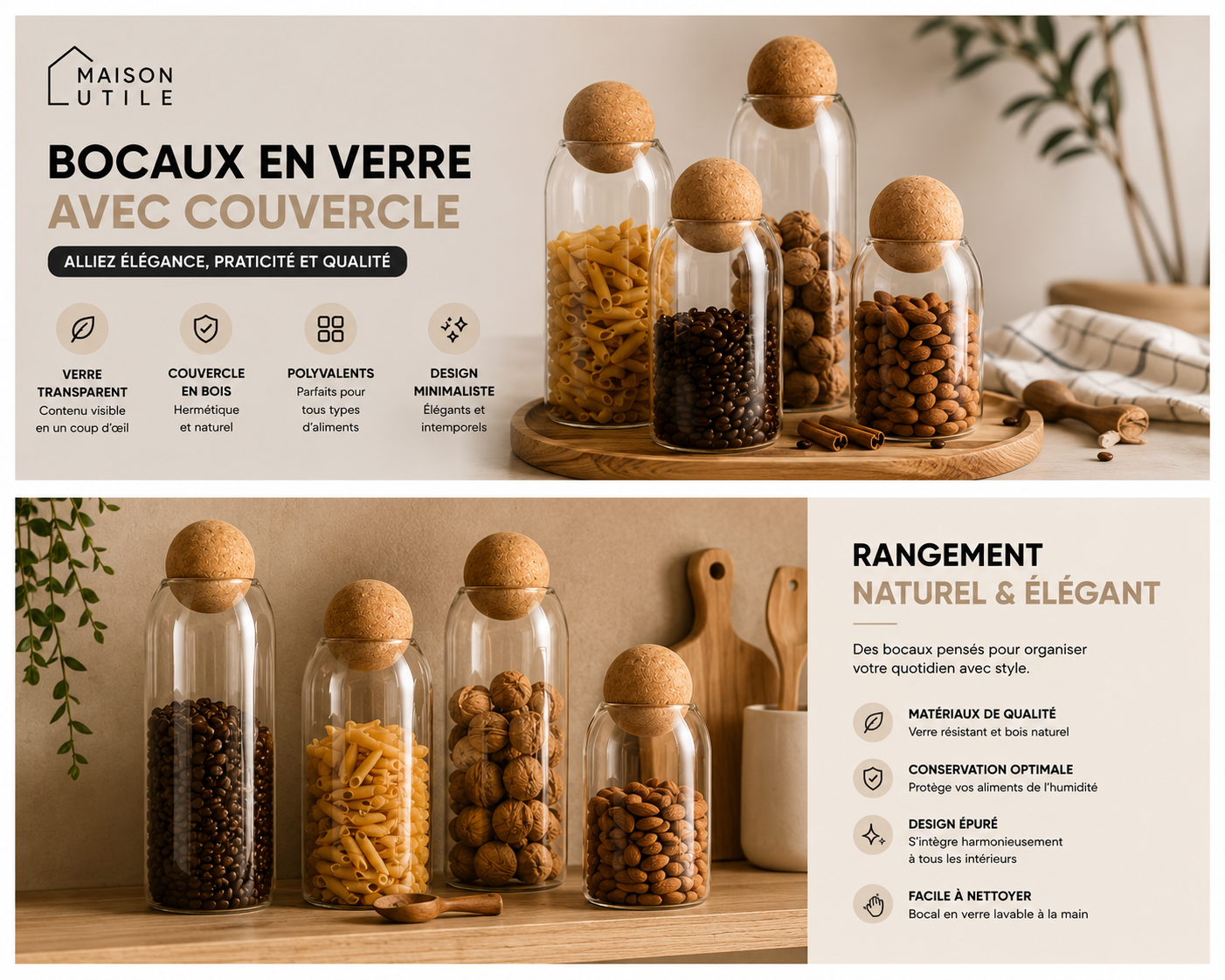 Bocaux de rangement en verre