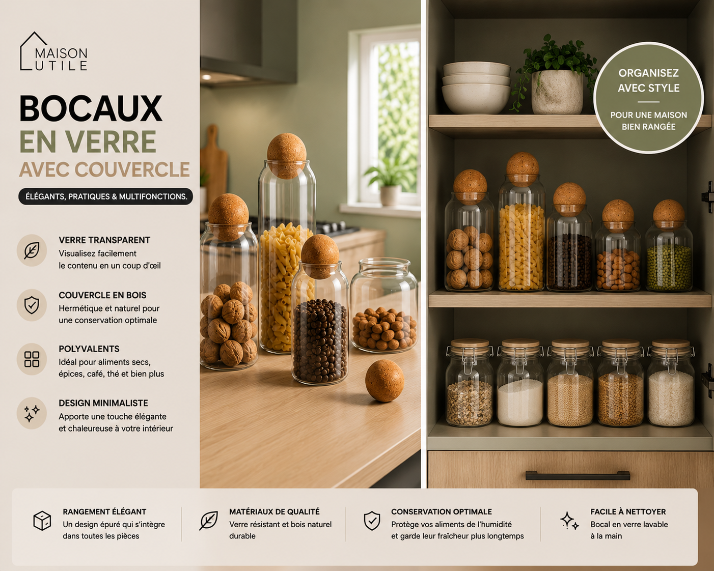 Bocaux de rangement en verre