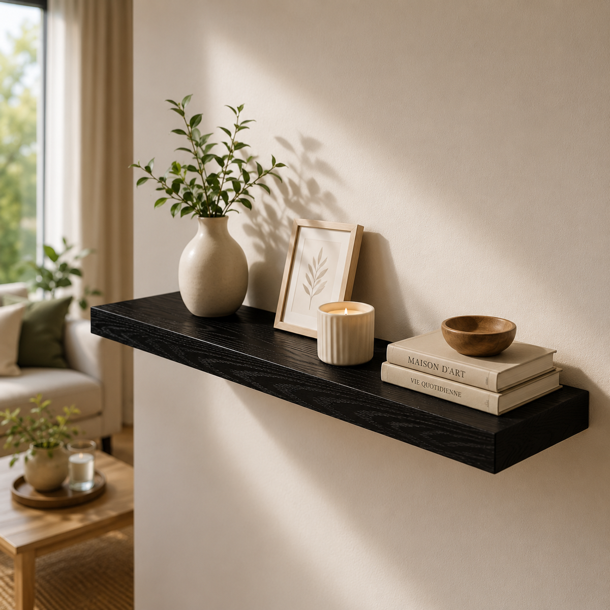 Étagère Murale Flottante en Bois – Élégance & Rangement