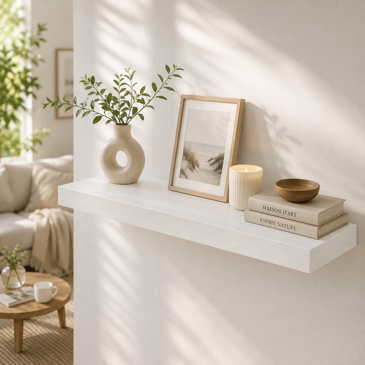 Étagère Murale Flottante en Bois – Élégance & Rangement