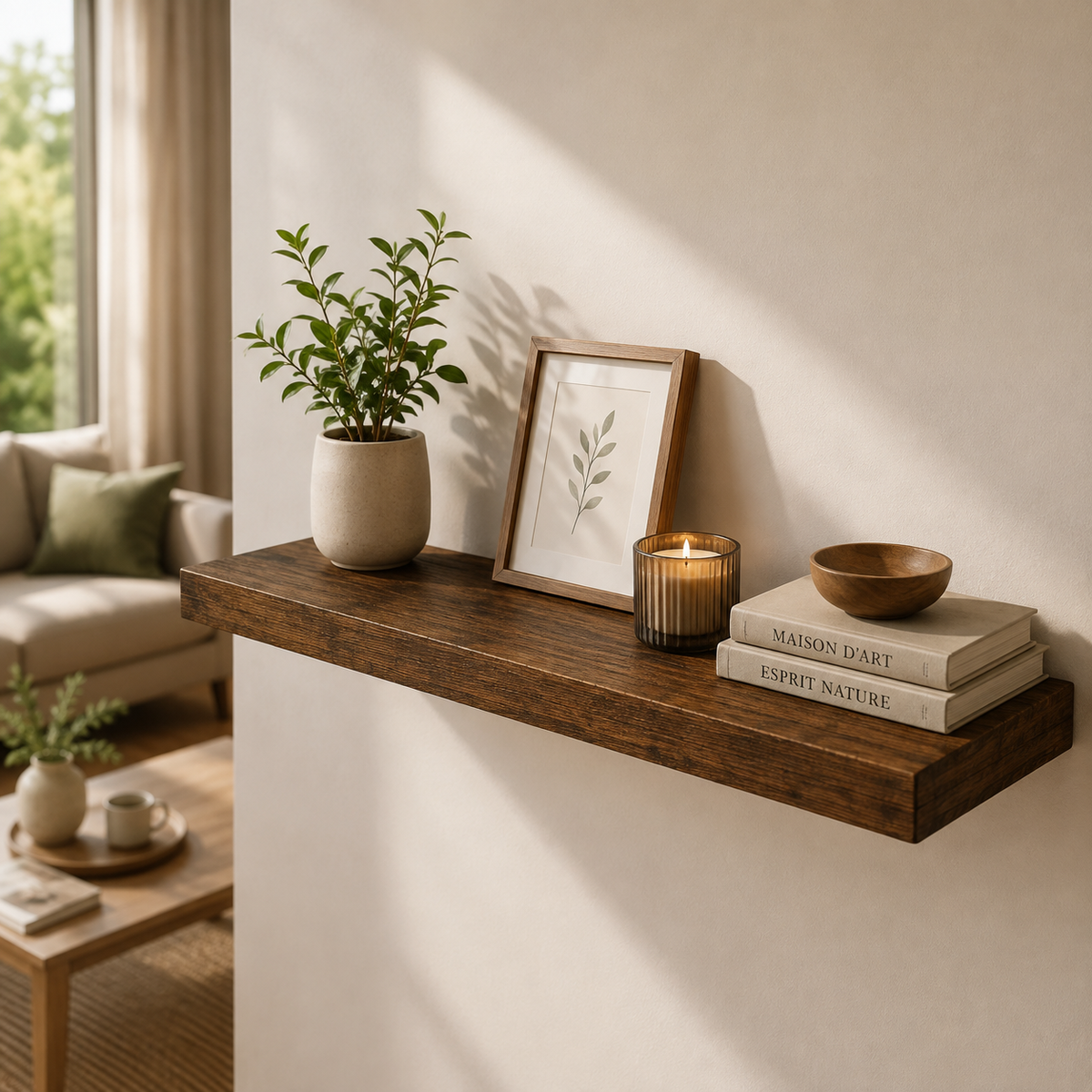 Étagère Murale Flottante en Bois – Élégance & Rangement