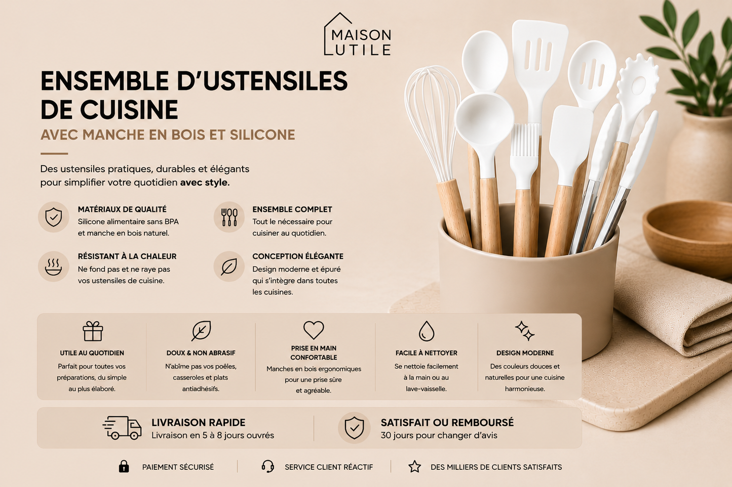 Ensemble d'ustensiles de cuisine