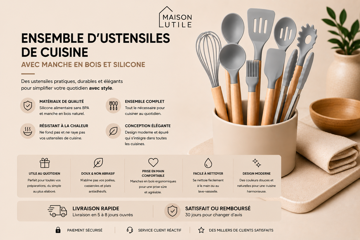 Ensemble d'ustensiles de cuisine