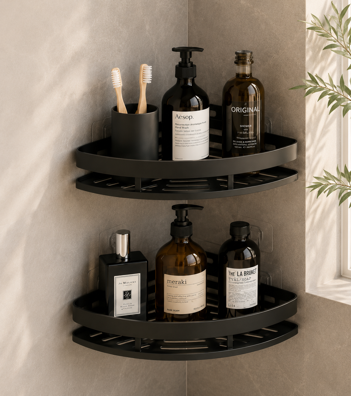 Étagère d’Angle Salle de Bain Sans Perçage