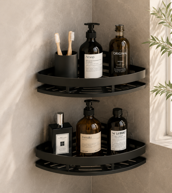 Étagère d’Angle Salle de Bain Sans Perçage | Rangement Douche
