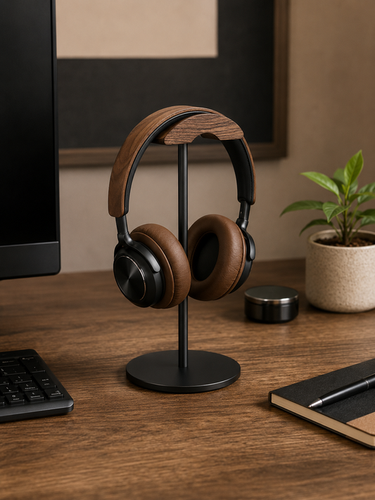 Support Casque en Bois Premium | Setup Bureau Aesthetic