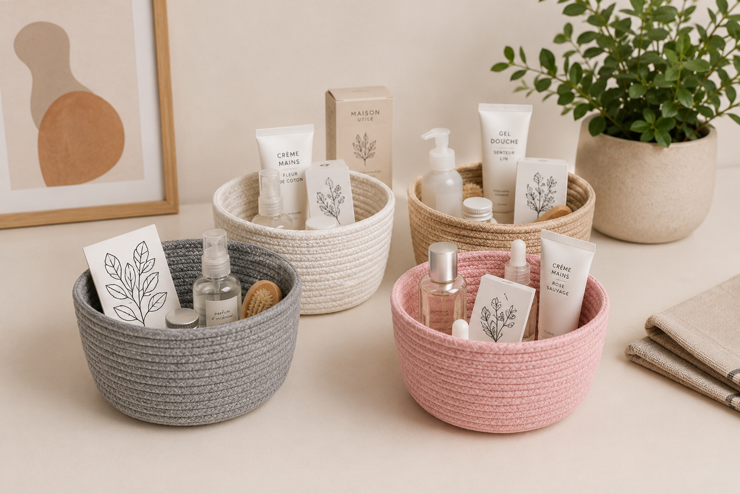 Lot de 3 Panier de Rangement