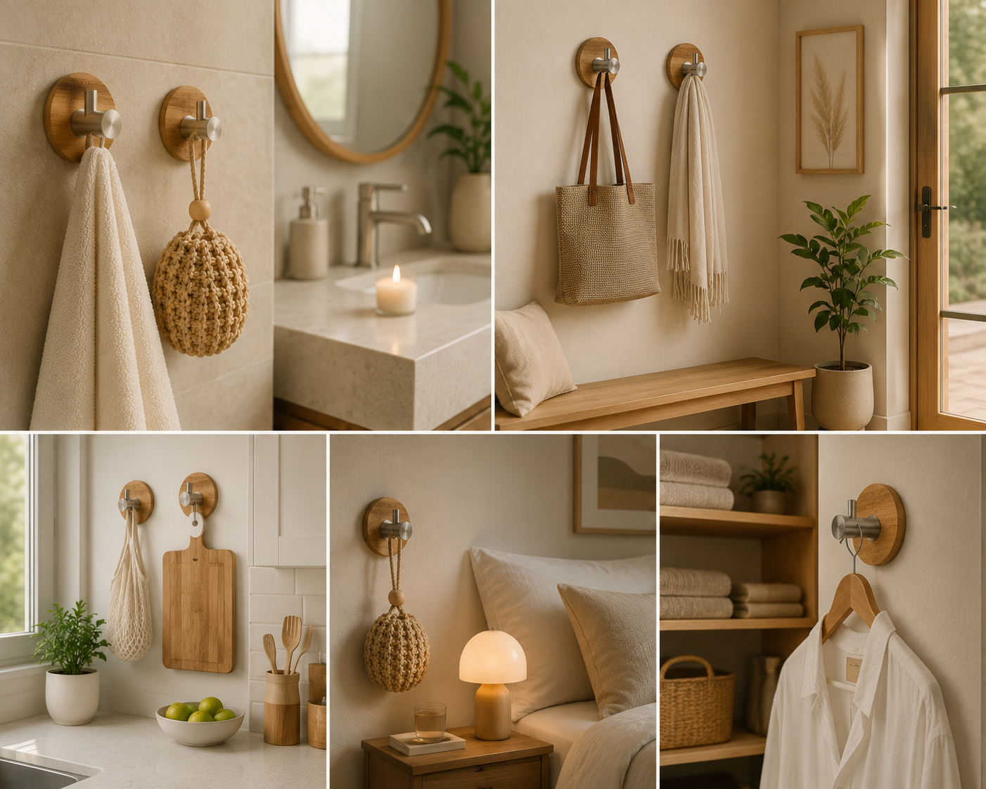 Crochets en Bambou naturel