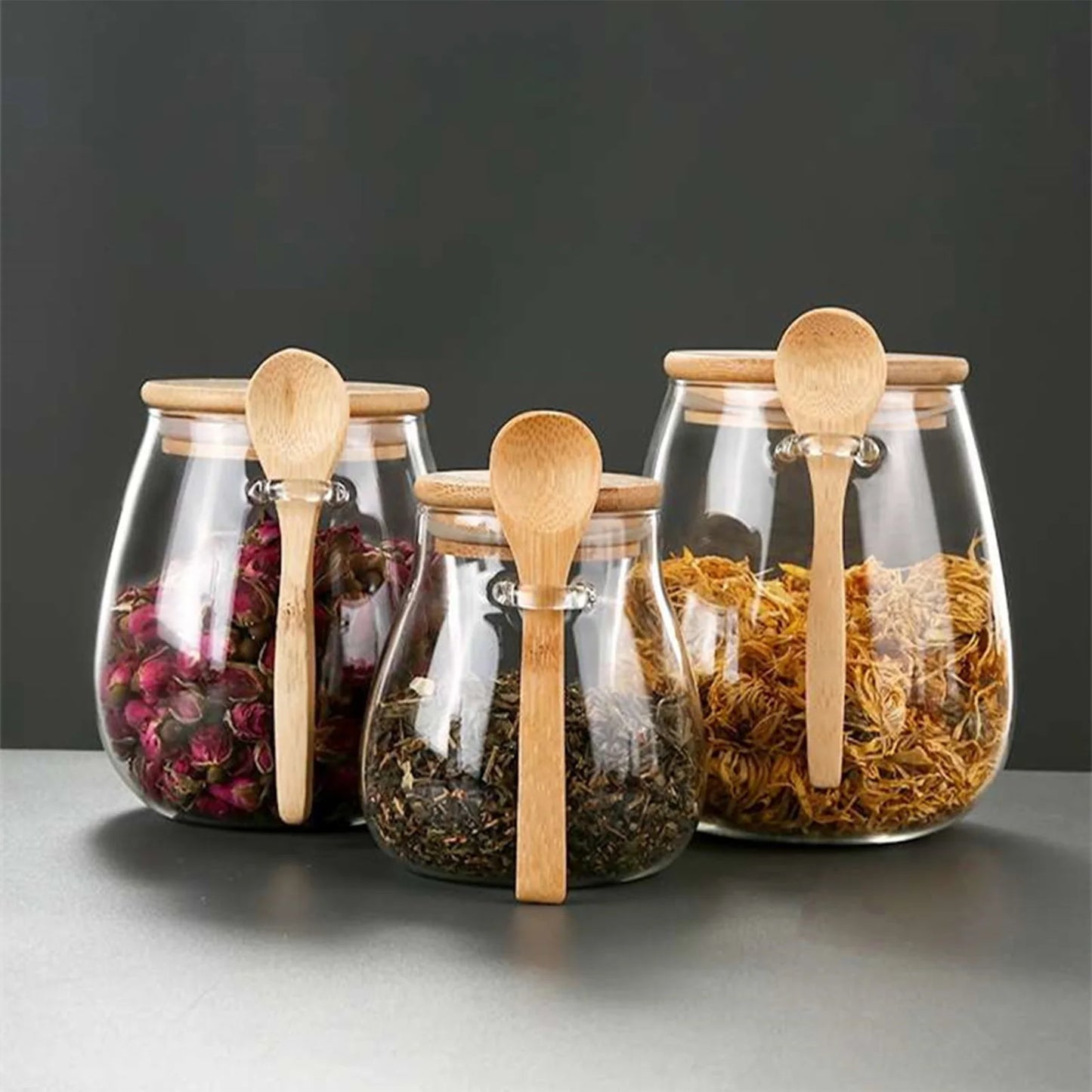 Bocaux de Rangement en Verre & Bambou | Organisation Cuisine Aesthetic