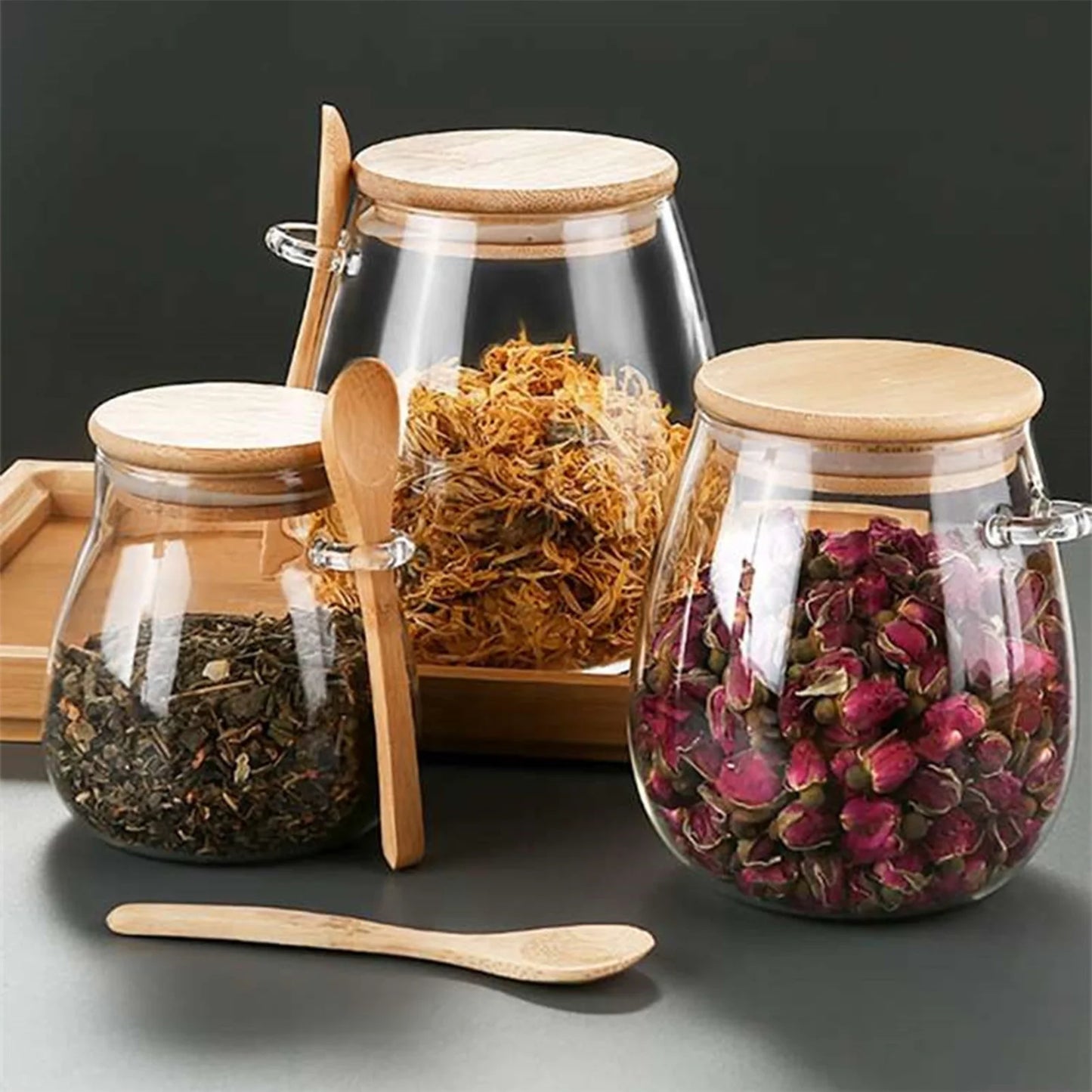 Bocaux de Rangement en Verre & Bambou | Organisation Cuisine Aesthetic