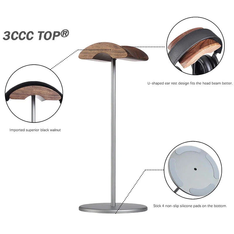 Support Casque en Bois Premium | Setup Bureau Aesthetic