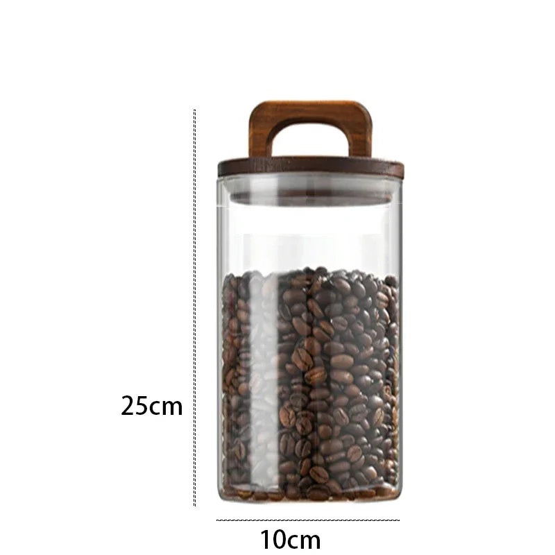 Pot de Conservation en Verre avec Couvercle en Bois – Rangement Élégant pour Cuisine
