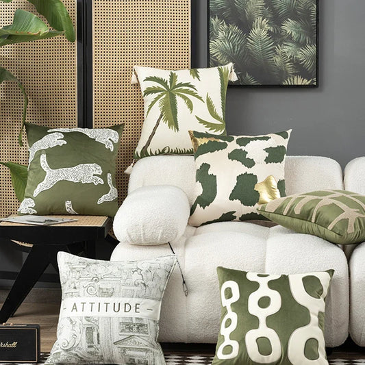 Housses de Coussins Nature – Élégance Tropicale pour Votre Intérieur