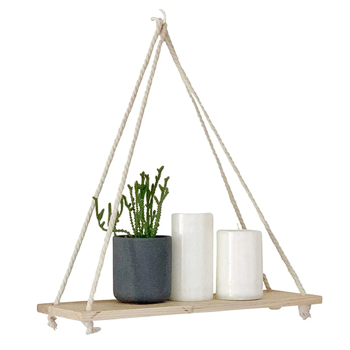Étagère Murale Suspendue Aesthetic en Bois & Corde