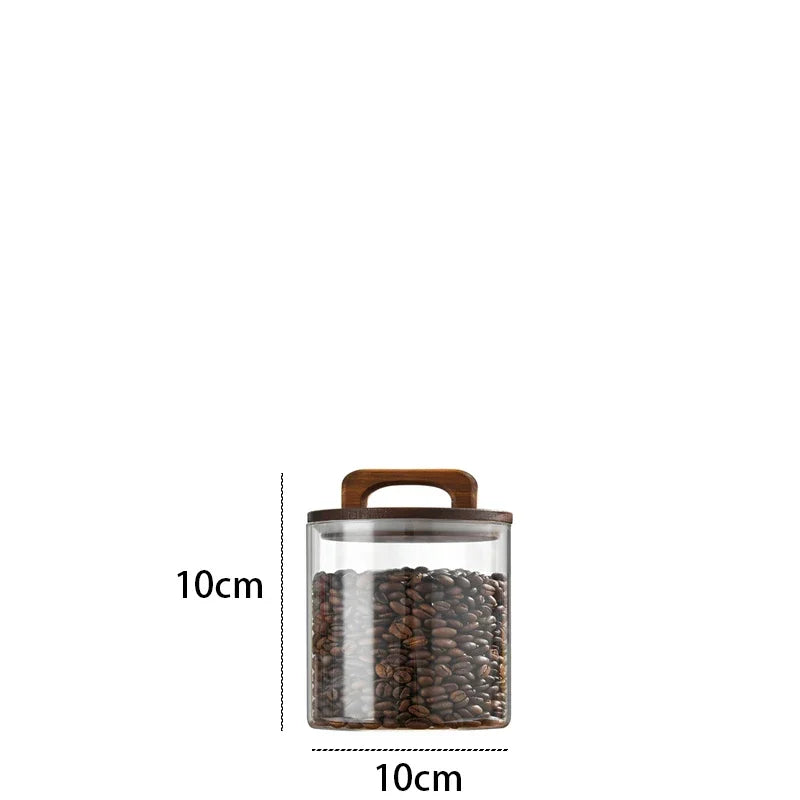 Pot de Conservation en Verre avec Couvercle en Bois – Rangement Élégant pour Cuisine