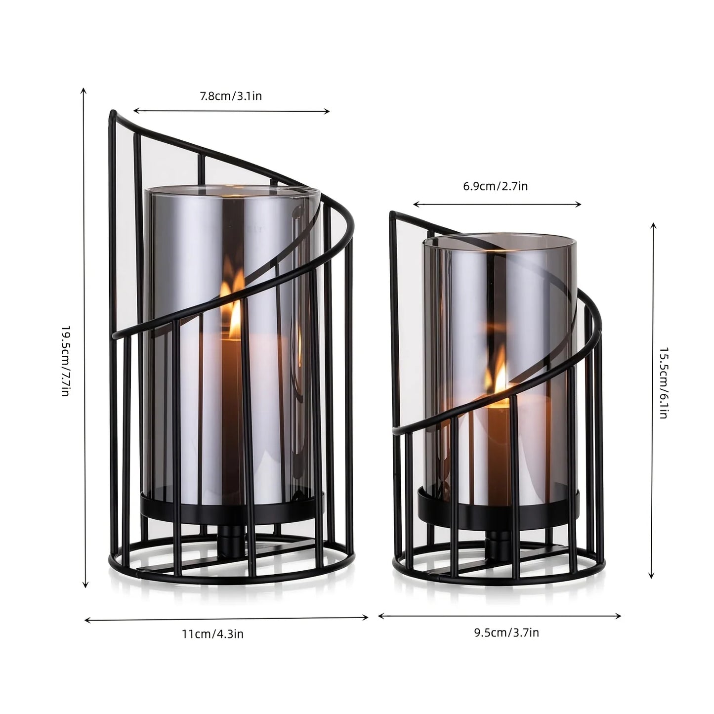 Lot de Bougeoirs Aesthetic en Verre & Métal Noir