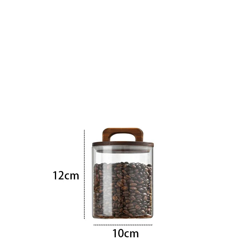 Pot de Conservation en Verre avec Couvercle en Bois – Rangement Élégant pour Cuisine