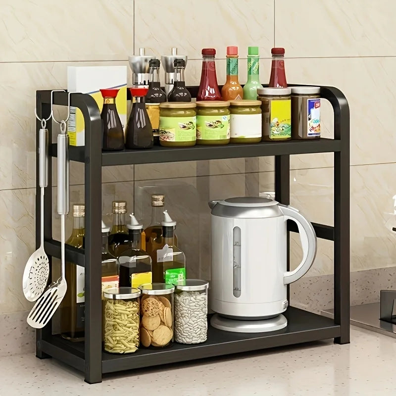 Étagère de Comptoir 2 Niveaux – Organisateur de Cuisine Bois & Métal