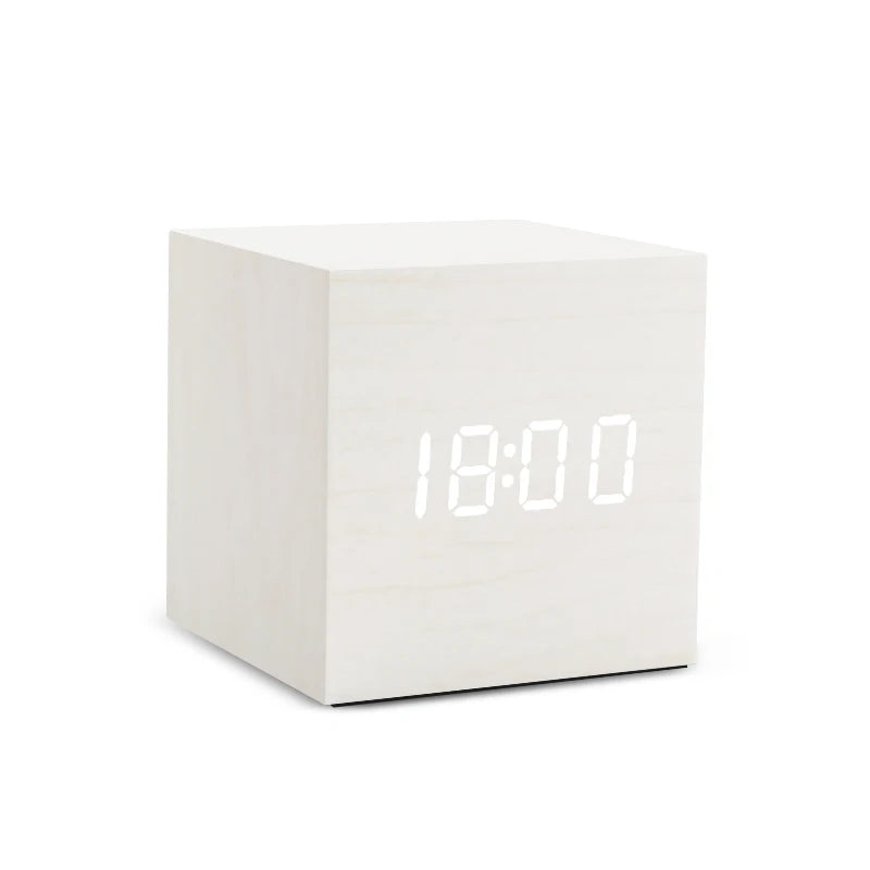 Réveil LED en Bois avec Charge Sans Fil & Température