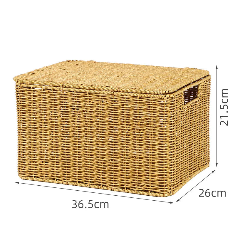 Panier de Rangement en Rotin avec Couvercle – Élégance & Organisation
