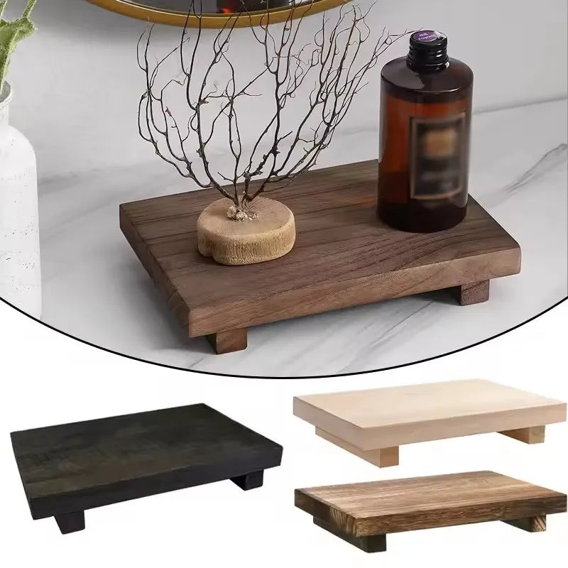 Plateau Décoratif en Bois Minimaliste | Support Élégant Salle de Bain & Maison