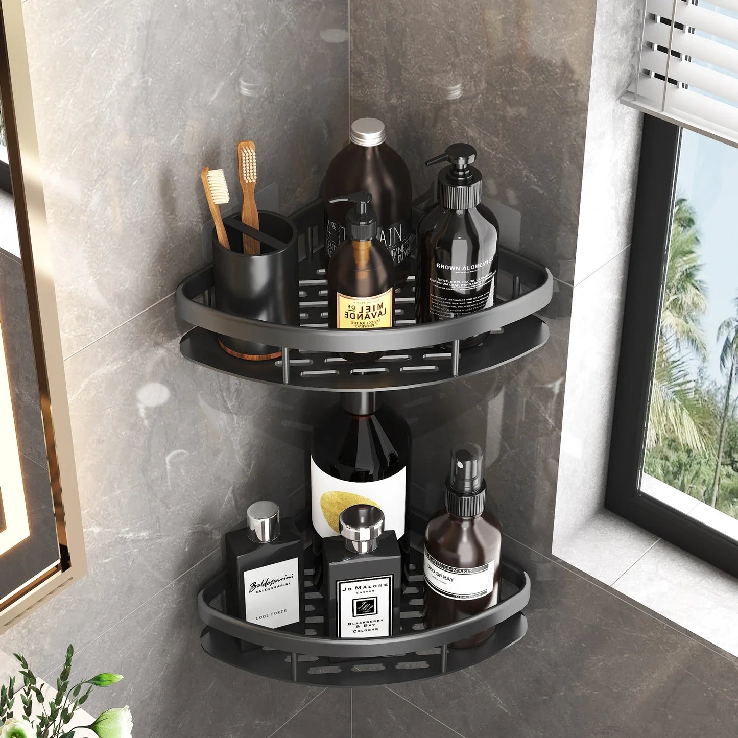 Étagère d’Angle Salle de Bain Sans Perçage