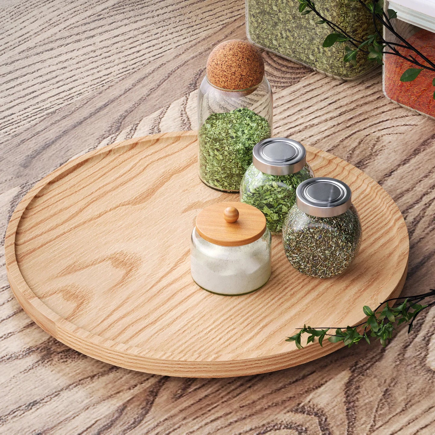 Plateau rotatif en bambou
