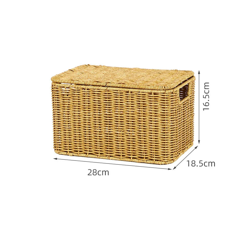 Panier de Rangement en Rotin avec Couvercle – Élégance & Organisation